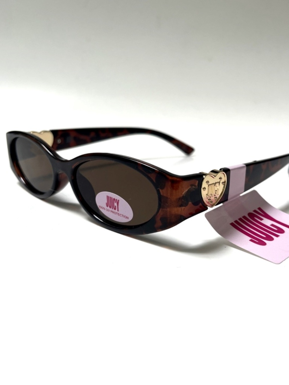 New JUICY COUTURE Slim Sunglasses Acetate Tortoise Gold Heart Retro Look 1950's